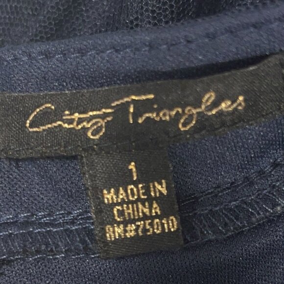 City Triangles Juniors High Low Y2K Dress Size 1 Navy Blue Party Event HOCO Gala - Picture 5 of 8